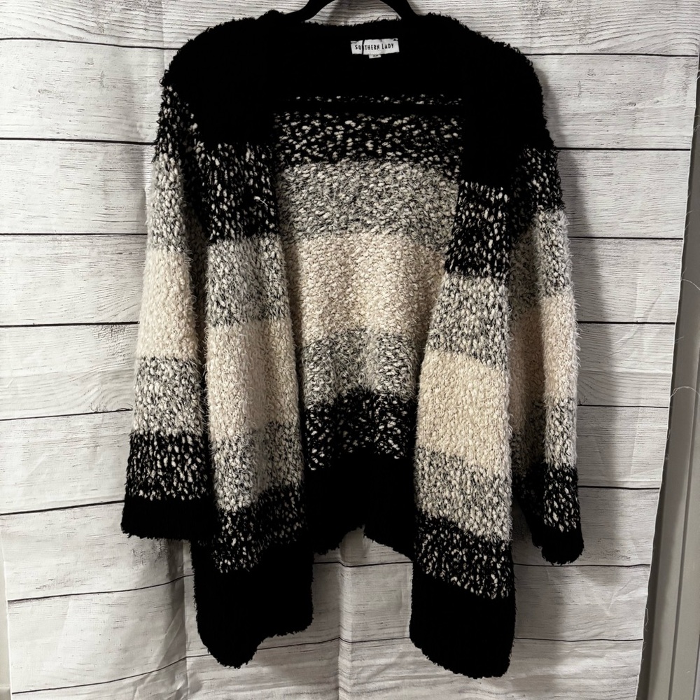 Plus Size Southern Lady Black and White Textured Sweater